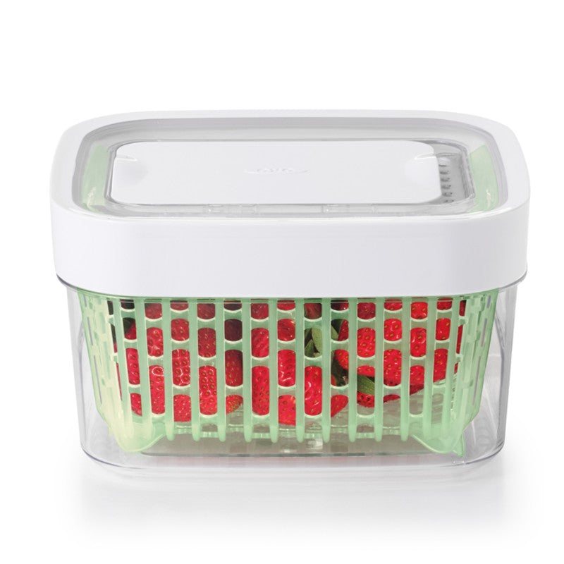 OXO GreenSaver 5 Qt. Rectangular Polypropylene Produce Keeper with Colander  and Lid
