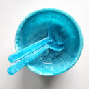 Gibb & Daan - Large Hand Poured Resin Salad Serving Bowl - Matching Server: Light Blue