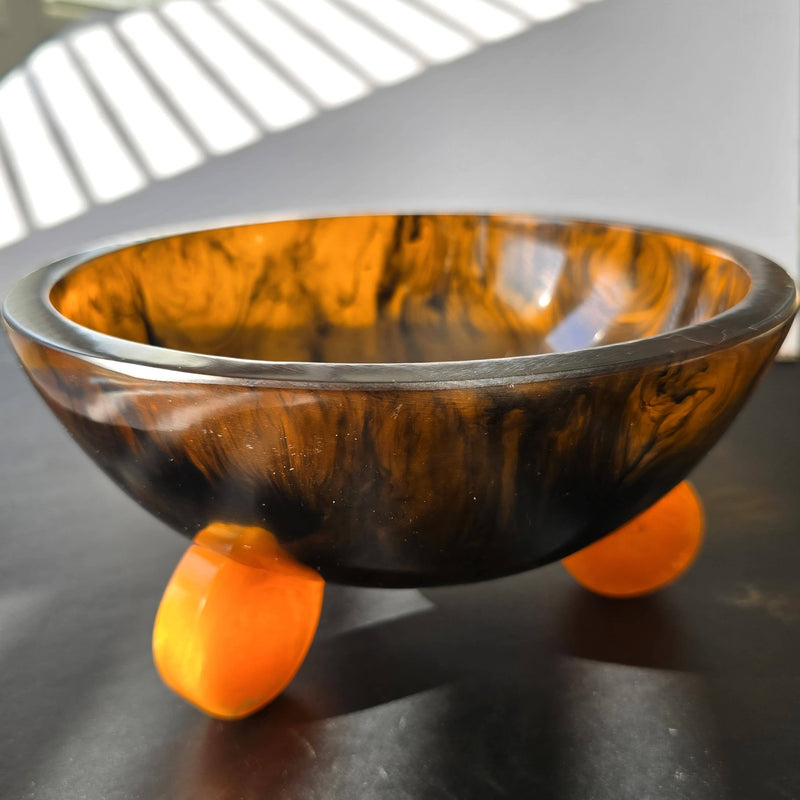 Gibb & Daan - Hand Poured Resin Salad Serving Bowl - Gorgeous Orange Legs