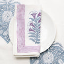 Rozablue - Handblockprinted tablecloth small Chintz aubergine 150 x 240