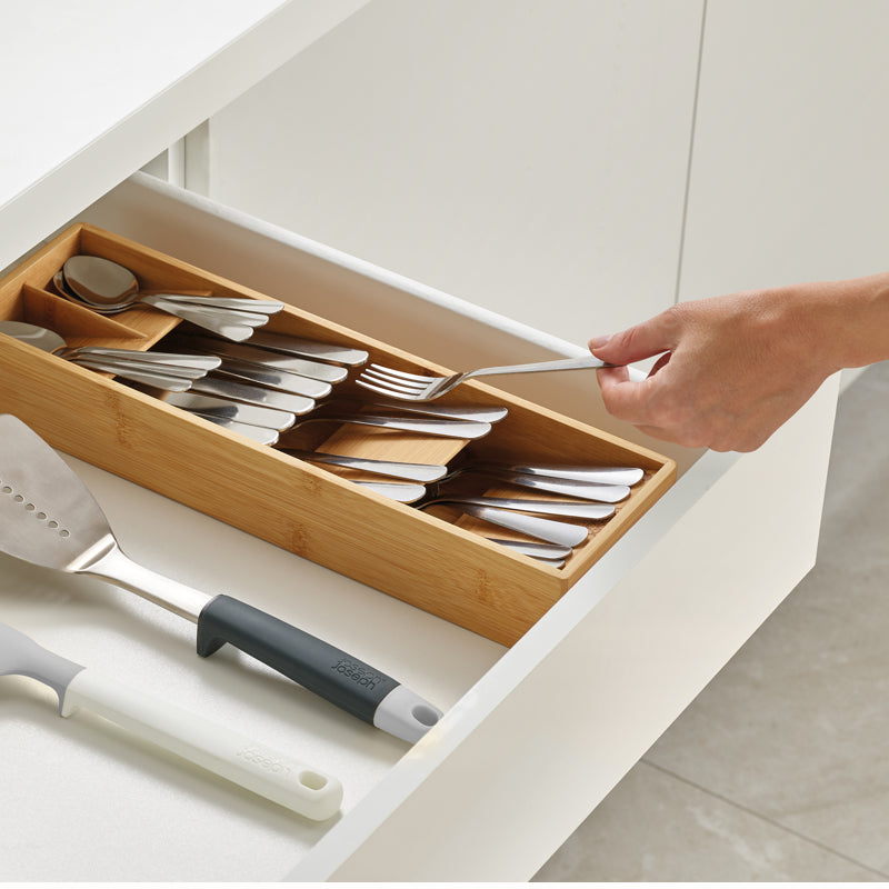 DrawerStore™ Bamboo Compact Cutlery Organizer