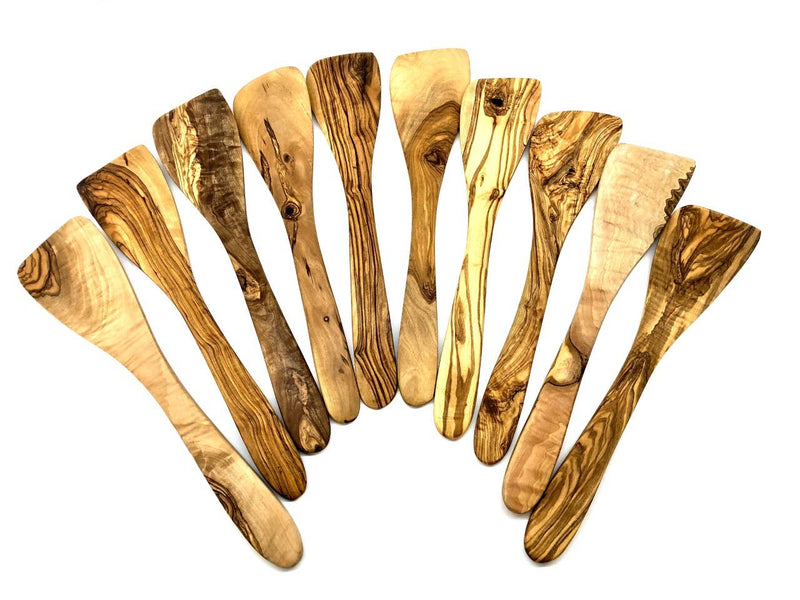 olivenholz-erleben - Set of 100 olive wood spatulas without holes