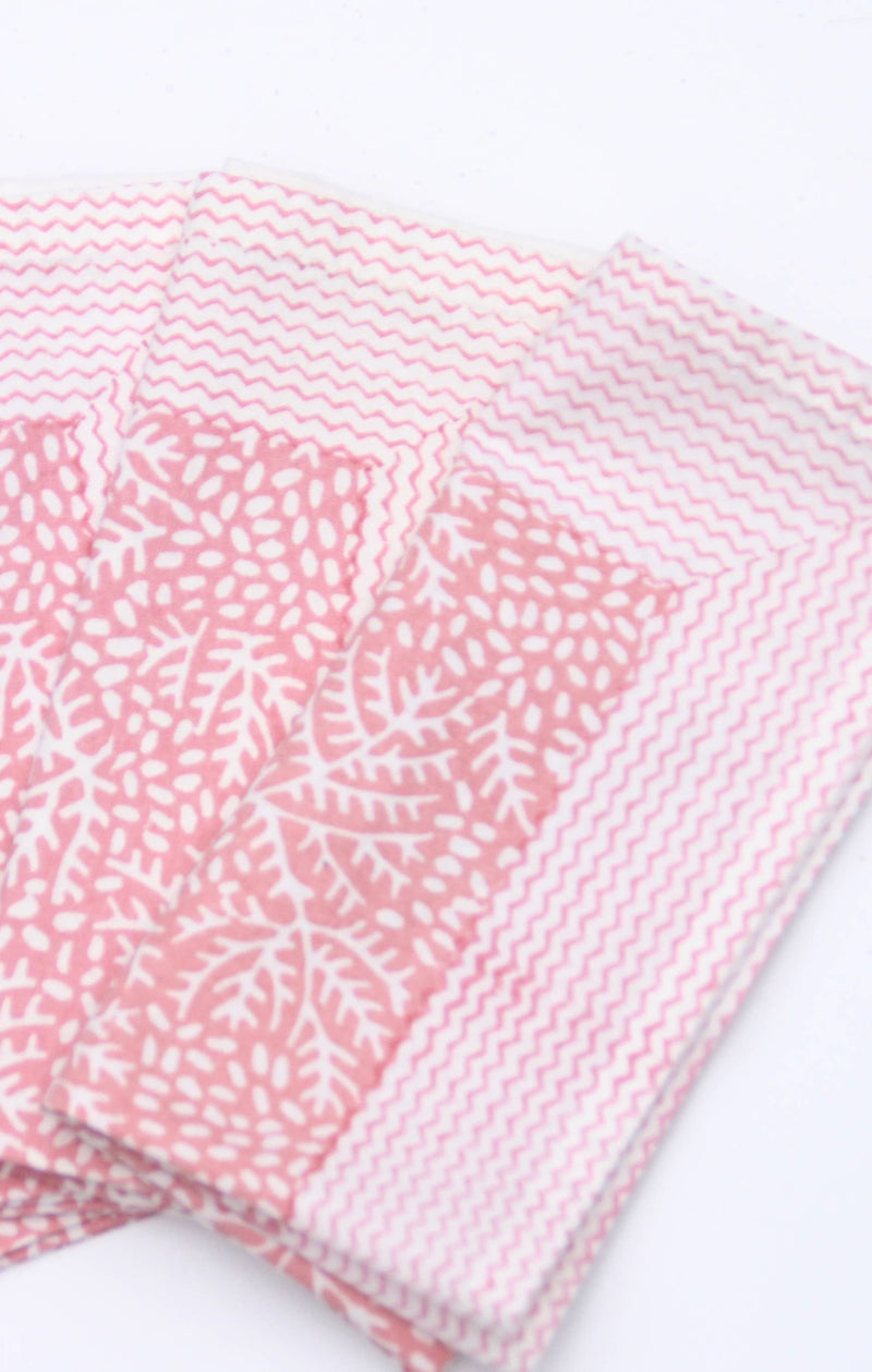 Rozablue - Handmade cotton Napkin Floral Coral