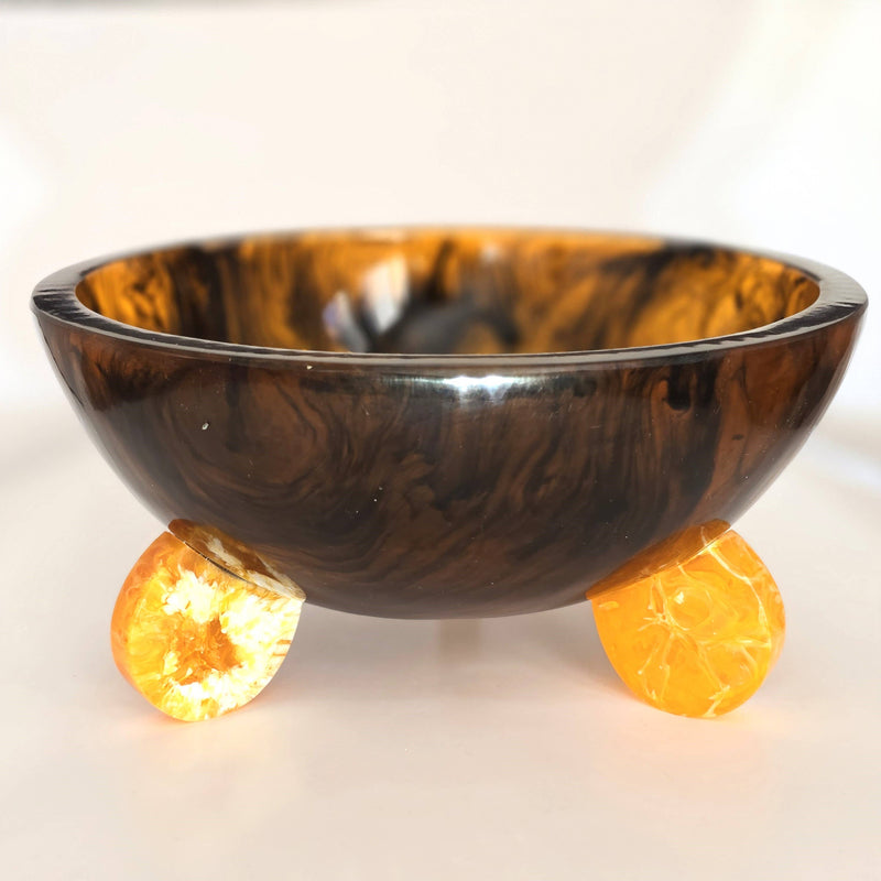 Gibb & Daan - Hand Poured Resin Salad Serving Bowl - Gorgeous Orange Legs