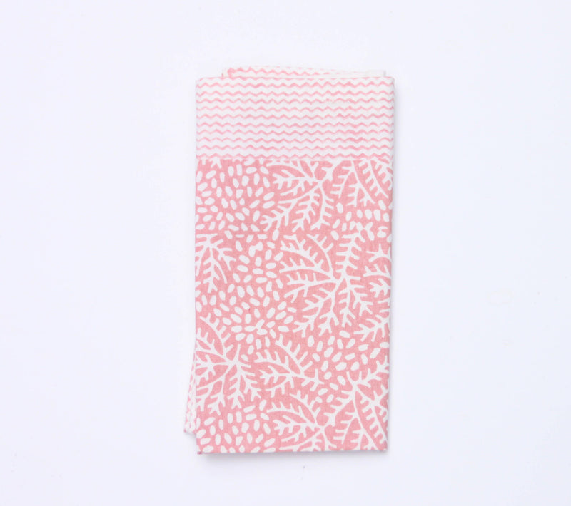 Rozablue - Handmade cotton Napkin Floral Coral