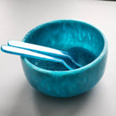 Gibb & Daan - Large Hand Poured Resin Salad Serving Bowl - Matching Server: Light Blue