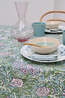 Rozablue - Handblockprinted tablecloth small Chintz aubergine 150 x 240