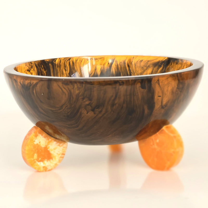 Gibb & Daan - Hand Poured Resin Salad Serving Bowl - Gorgeous Orange Legs