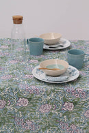 Rozablue - Handblockprinted tablecloth small Chintz aubergine 150 x 240