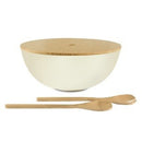 Salad Bowl w/Lid & Salad Servers Cream