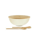 Salad Bowl w/Lid & Salad Servers Cream